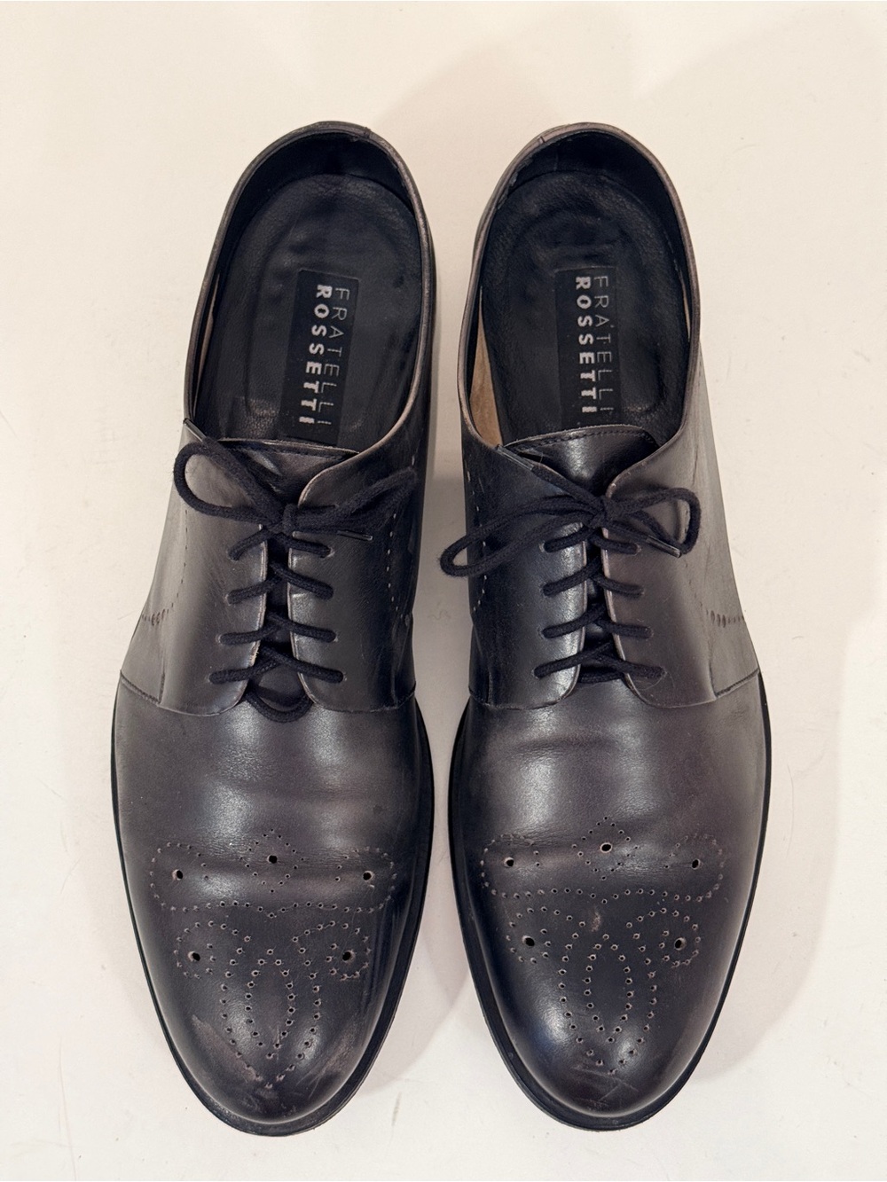 Fratelli Rossetti Men’s 11 US 12 Black Leather Brogue Dress Shoes Italy
